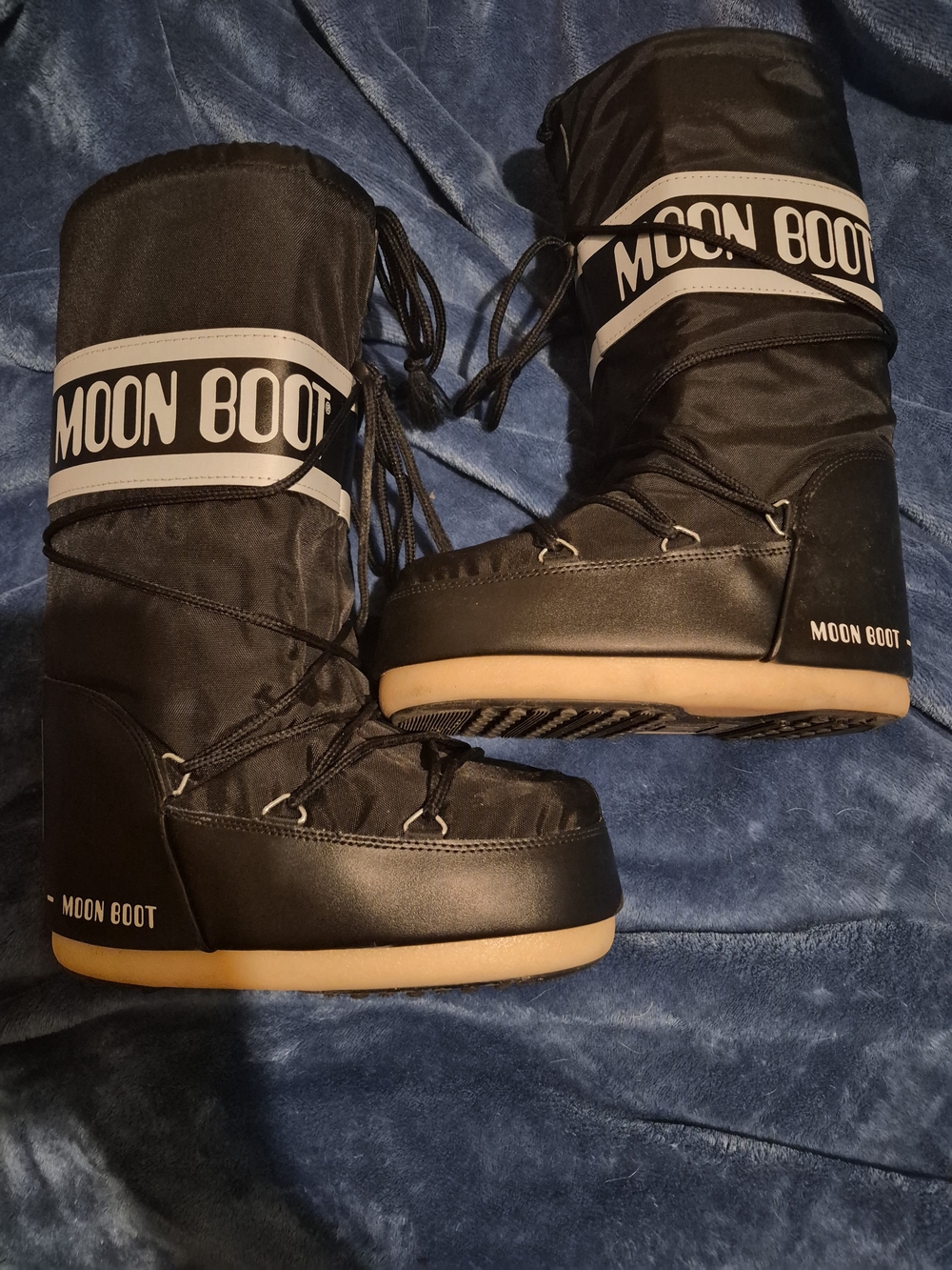 Moon Boot Men's Black Snow Boots with Tan Sole